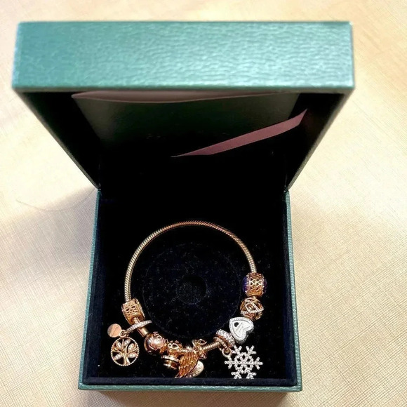 Pandora Limited edition Rose Gold bracelet set 10 charms,Very Rare to find - Picture 1 of 16